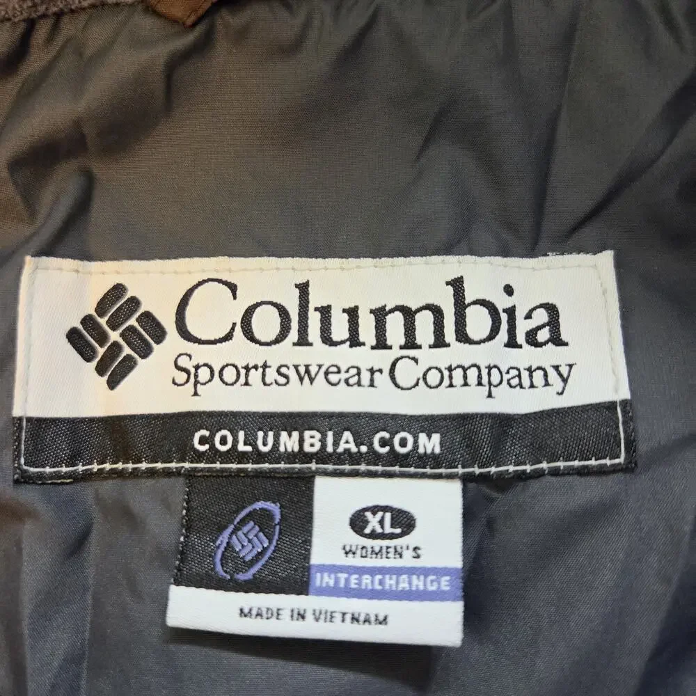 Columbia Interchange Brown LS Quilted Zip Up Puffer Jacket Women's XL Pockets - Picture 11 of 12